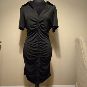 Alice + Olivia Black Ruched Mini Dress